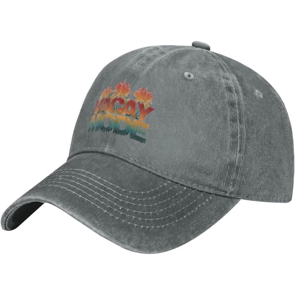 Vacay Mode Adult Vintage Washed Cowboy Hat,Unisex Adjustable Baseball Cap,Denim Dad Hat, Gray