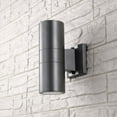 thumbnail image 6 of JONATHAN Y Duo 6" 2-Light Modern Midcentury Cylinder Outdoor Metal/Glass Integrated LED Sconce with Uplight, Silver, 6 of 9
