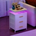 thumbnail image 5 of Smart LED Nightstand with 3 Drawers Modern Design Table for Bedroom, Closet, Dorm, White, 5 of 11