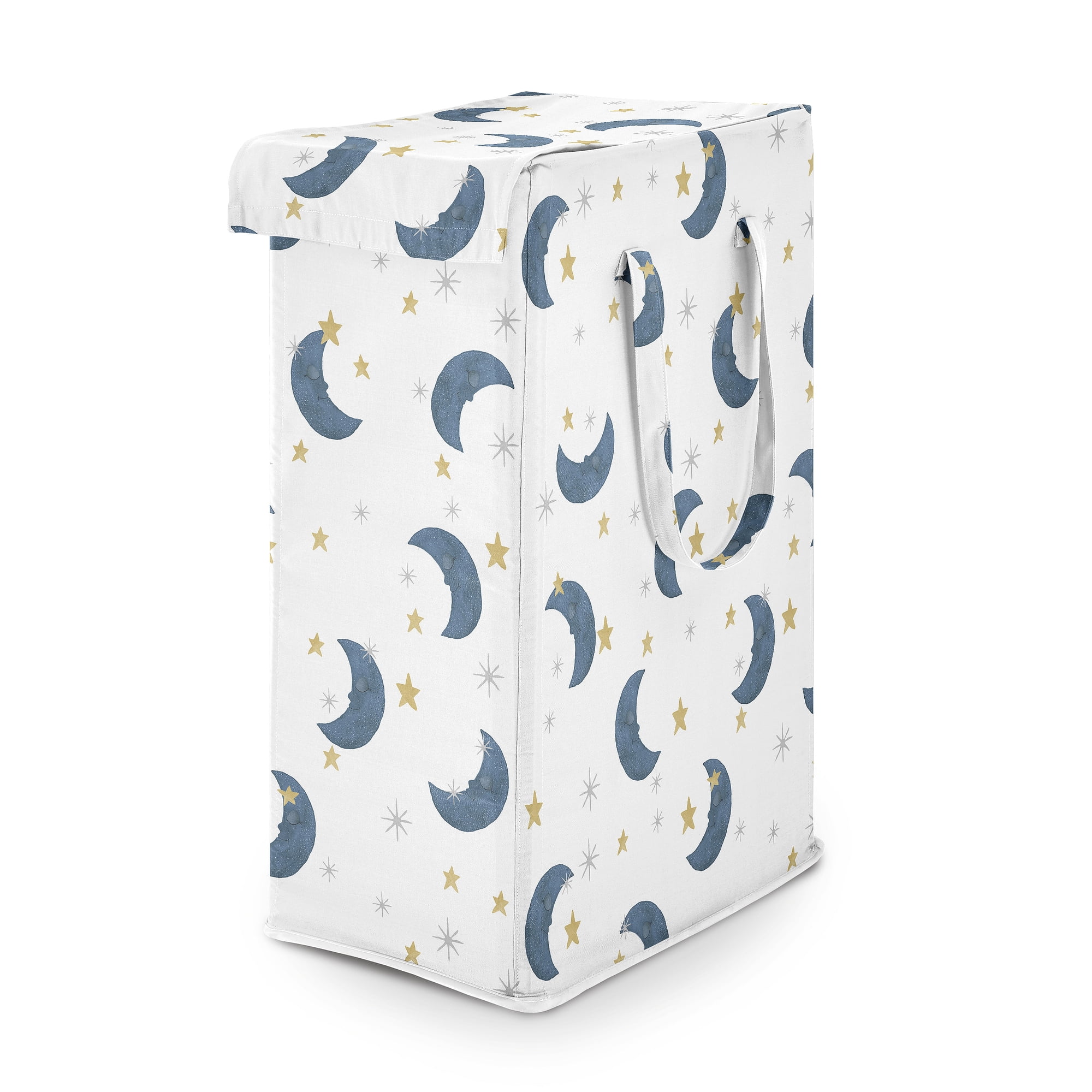 Sweet Jojo Designs Moon Bear Boy, Girl, Unisex/Gender Neutral Foldable Laundry Hamper with Handles