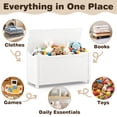 thumbnail image 5 of SESSLIFE Toy Storage Box with Lid, Wooden Toy Chest Seating Bench for Boys and Girls, Safety Hinged Storage Chest, Toy Organizer for Playroom Bedroom Entryway, White, 5 of 7