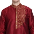 thumbnail image 3 of SKAVIJ Men's Tunic Art Silk Long Shirt Embroidered Casual Kurta (Medium, Red), 3 of 6