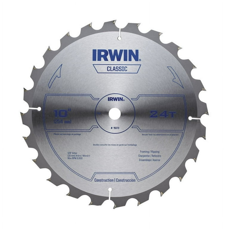 Irwin 10 in. Dia. x 5 8 in. Steel Classic Circular Saw Blade 24