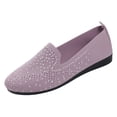thumbnail image 5 of Rokment Women's Glitter Rhinestones Wedges Loafers Walking Shoes Sparkly Comfortable Knit Low Heel Slip on Casual Dress Sneakers Light Purple Size 9, 5 of 6