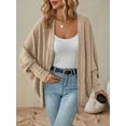 thumbnail image 5 of Womens Oversized Soft Knit Cardigan Sweater with Pockets Khaki L, 5 of 8