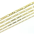 Real 10K Authentic Yellow Gold Figaro Link Chain Pendant Necklace, 2mm