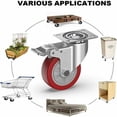thumbnail image 5 of Shock Absorption Caster Wheels With Double Safety Brake, Heavy Duty 360 Degree Rotation Polyurethane Material Steel Housing Strong Loading Capacity Set Of 4 Easy Installation For, 5 of 5