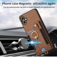 thumbnail image 3 of Phone Case for Samsung Galaxy A05 Wallet Cover with Tempered Glass Screen Protector and Wrist Strap Lanyard RFID Credit Card Holder Ring Stand Cell Accessories Ao5 A 05 Women Girl Men Brown, 3 of 6