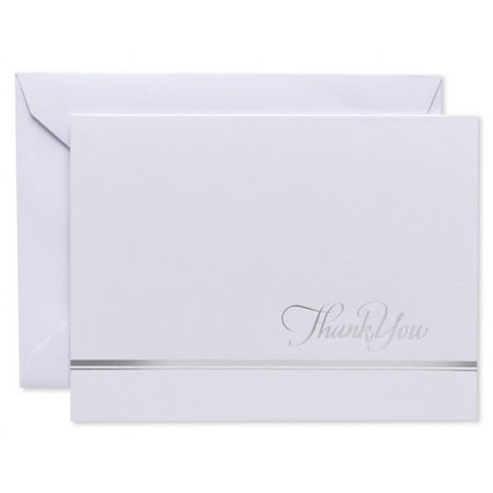 American Greetings Blank Thank You Duet Stationery Silver (50-Count)