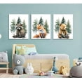 thumbnail image 2 of Forest Watercolor Canvas Wall Art Set Featuring Fox Raccoon Bear Paintings Posters Prints Pictures for Kids Room Nursery Kindergarten Wall Decor Decoration Unframed, 2 of 6