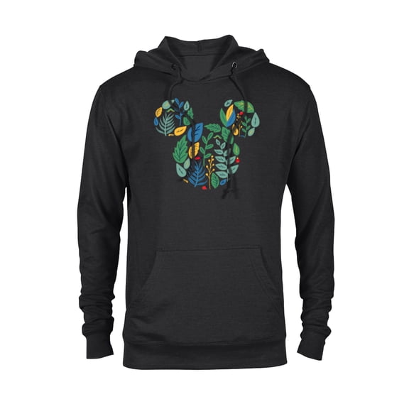 Disney Mickey Mouse Head Shape Icon Botanical Garden Spring - Pullover Hoodie for Adults - Customized-Black