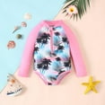 thumbnail image 4 of Girls Swimsuit Tropical Rash Guard Girls Long Sleeve Swimsuit with Tropical Print Sun Protective Swimwear Quick-Dry Beach Outfits for Toddlers, 4 of 9