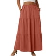 thumbnail image 4 of Kctiaxy Maxi Skirts for Women Elastic High Waist Loose Summer Skirts Casual Solid Color Long Skirt with Pocket Beach Vacation, 4 of 7