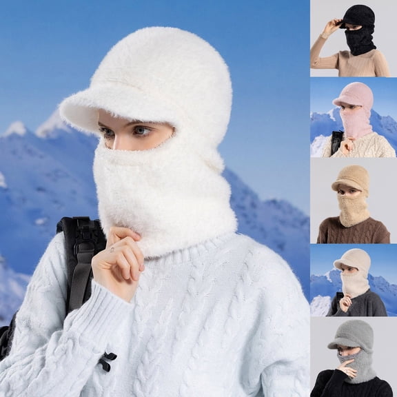 Summer Sales Under $5 Grey Winter Beanie GIJNRIUIUA Winter Knitted Hat Warm Cycling Ski Women Windproof Hood Heavyweight Thermal Headscarf Beanie