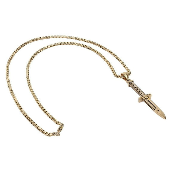 Men Knife Pendant Necklace Fashionable Male Jewelry Necklace Gift Clothes AccessoryGold