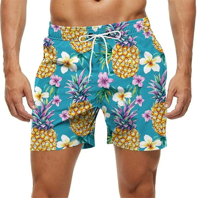 Kakii Men's Swim Trunks Hawaiian Bathing Mesh Lining Suit Swimsuits Beach Shorts with Pockets