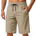 thumbnail image 2 of Tauxra Shorts for Men with Pockets, Elastic Waist Drawstring, Lightweight Breathable Athletic, Solid Color Casual Summer Beach, 2 of 6