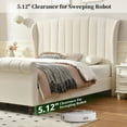 thumbnail image 4 of Zanmintaobo Queen Sleigh Bed Frame,54"H Scroll Wingback Headboard,Velvet Upholstery,Wooden Slats,Noise-Free,No Box Spring Needed,Easy Assembly,Cream, 4 of 11