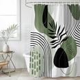thumbnail image 6 of Polyester Fabric Boho Geometric Shower Curtain, Green Ethnic Abstract Stripes Motifs Waterproof Bathtub Curtain Bathroom Decor Set with Hooks 60 x 72 Inches, 6 of 6