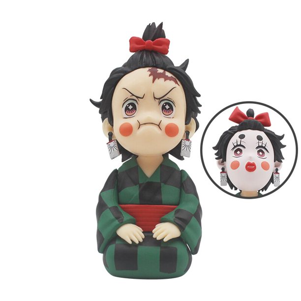 Figuras de Anime Demon Slayer Kamado Tanjirou Hashibira Inosuke Agatsuma Zenitsu, adornos que pueden cambiar la expresión, juguete de colecciónzhangyuxiang