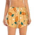 thumbnail image 2 of Picia Love Carrot Pattern Women's 2 in 1 Athletic Running Shorts High Waisted Workout Casual Gym Sweat Shorts with Comfy Liner Zipper Pockets-Medium, 2 of 9