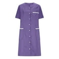 thumbnail image 4 of Daznico Robes Élégantes pour Femmes, Robe Décontractée à Col en V et Manches Courtes avec Design Patchwork, Robe de Travail Mi-Longue pour un Usage Quotidien, Détails de Poche Confortables, Robes pour Femmes Cache Ventre, 4 of 6