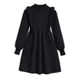 thumbnail image 2 of Odeerbi Kids Girls Mock Neck Sweater Dress Ruffle Long Sleeve A-Line Knit Dress for Fall Winter, 2 of 9