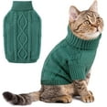 thumbnail image 3 of Suéter para perro Ropa de invierno para cachorros, suéter de punto suave y cálido con cuello alto para gatos, jersey, ropa navideña para mascotas para perros pequeños y medianos, verde pavo real M, 3 of 4