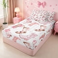 thumbnail image 2 of meiyoeat Western Cowgirls Boots Zipper Full Size Comforter Sets with Fitted Sheet and 2 Pillowcases For Girls,Pink Coquette Bow Zipper Bedding Set For Kids,Pink Reversible,4-Piece, 2 of 7