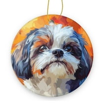 Cute Shih Tzu Dog - Christmas Ornament Xmas Keepsake Ceramic Ornaments Holiday Decorations for Tree Christmas Gift Ideas 2.95in