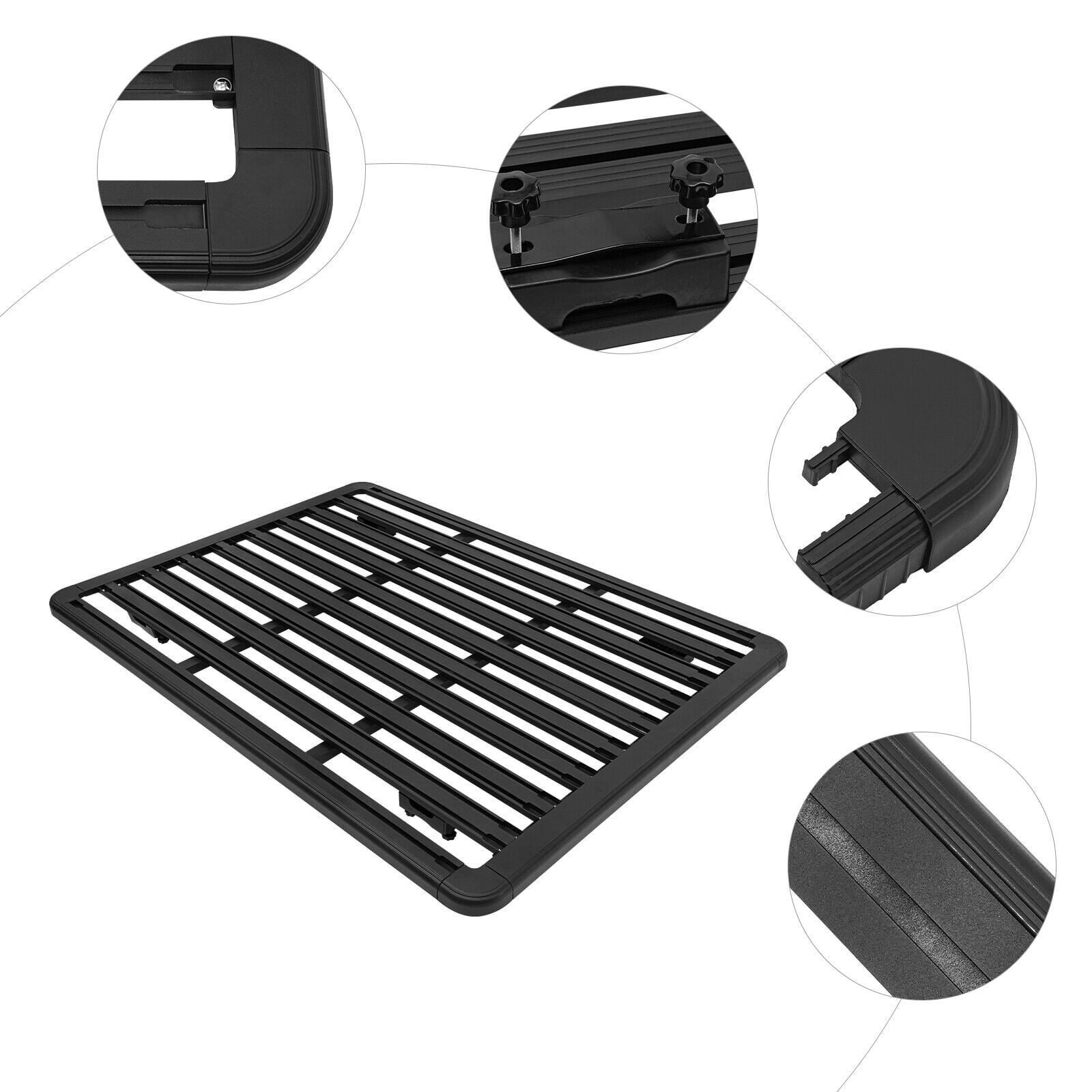 63" x 47.24" Aluminum Platform Flat Roof Rack, 440.92lbs Load Capacity, Universal Cargo Carrier for SUV TRUCK with Crossbars