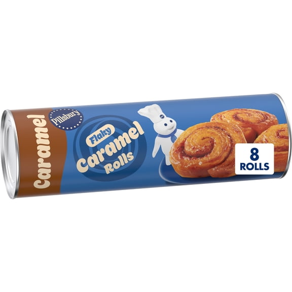 Pillsbury Flaky Caramel Rolls, Refrigerated Canned Pastry Dough, 8 Count, 13.9 oz