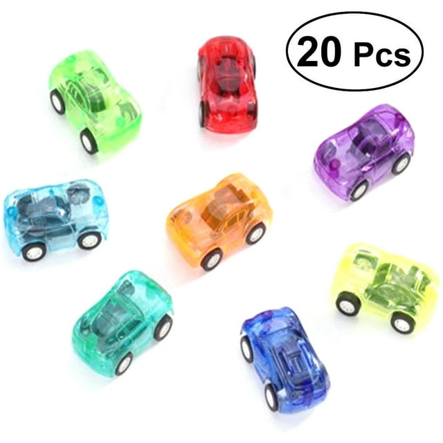 20pcs Mini Pull Back Car Toy Transparent Small Vehicles Toys Plastic Funny Car Toy for Kids Toddler (Random Color)