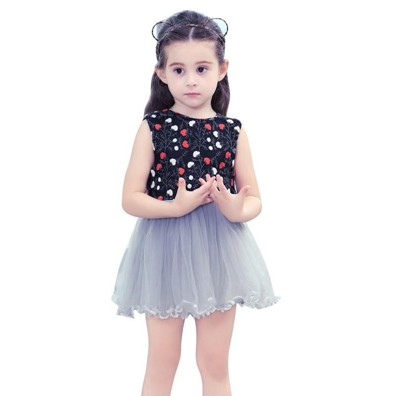 Baby Girl Toddler Floral Flower Embroidery Petti Romper One-pieces Tulle Dress