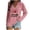 Pink, variant on Kaemgyyd Pajama Tops for Women Loose Soft Christmas Print V Neck Shirt Fashion Long Sleeve Pj Basic Tee
