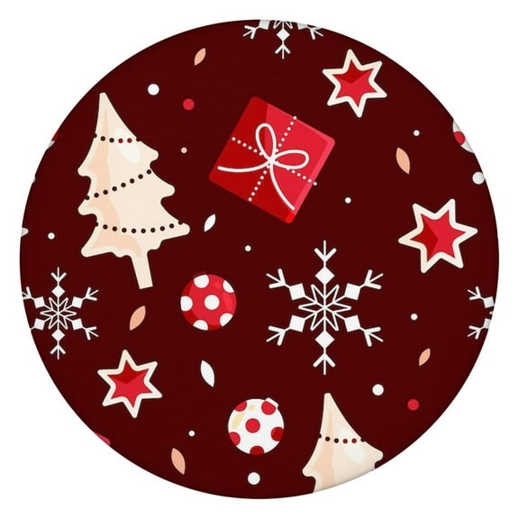 Christmas Snowflake Inspired Round Tablecloth with Elastic Edge, 52 Inch Table Cover for a Magical Holiday Table Setting