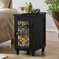 Narrow End Table for Bedroom with Charging Station, Farmhouse Side Tables for Small Space with Drawer, Black