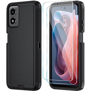 HCTian Phone Case for Motorola Moto G Play 2024 4G Case with HD Screen Protector, Heavy Duty Shockproof & Dropproof 3-Layer Cover Phone Case for Moto G Play 2024