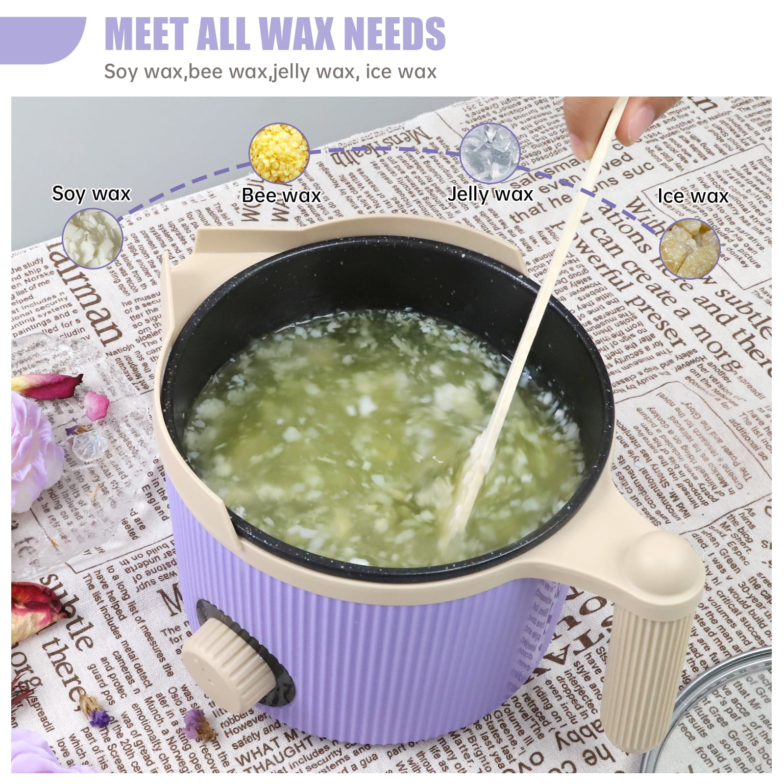 TOAUTO 1.5L Wax Melter Electric Melting Pouring Pot  for Beginner DIY Candle Making AC 120V Purple