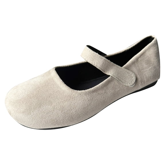 Domuza Mary Jane Shoes Women Slip on Dressy Ballet Shoes for Women 2026 New Soft Non-Slip Shoes for School Office Walking Casual Formal Work White 5.5(EU-36)