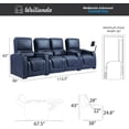 thumbnail image 3 of Weilianda Astronaut Zero Gravity Home Theater Seating Top Grain Leather Recliner Sofa Power Headrest Footrest with Carbon Fiber Tray Table, Tablet Stand, Cup Holders Row of 4 Loveseat Middle Navy Blue, 3 of 5