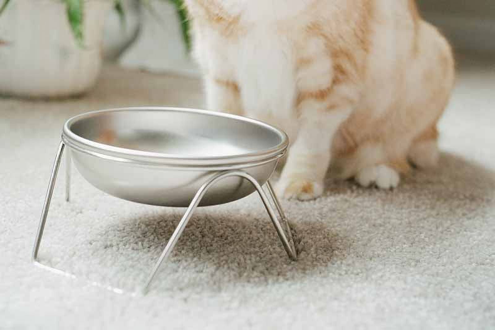 Raised Cat Bowl Stand for Food & Water by Americat – Made in USA – Stainless Steel, Spill-Proof Elevated Feeder, Dishwasher Safe, Human Grade, Whisker Friendly
