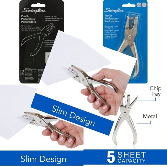 Swingline 1 Hole Punch 5 Sheet Capacity Hole Puncher Single Hole Paper Punch  74005
