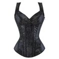 thumbnail image 1 of Jacquard Weave Halter Corset Gothic Punk Bustier Shapewear, 1 of 4