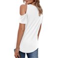thumbnail image 4 of Starybirds Summer Tops For Women Short Sleeve Cold Shoulder Shirt White S, 4 of 5