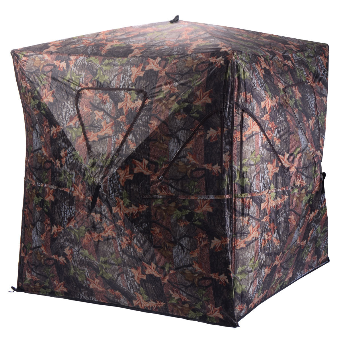 Costway Ground Hunting Blind Portable Deer Pop Up Camo Hunter Weather Proof Mesh Window