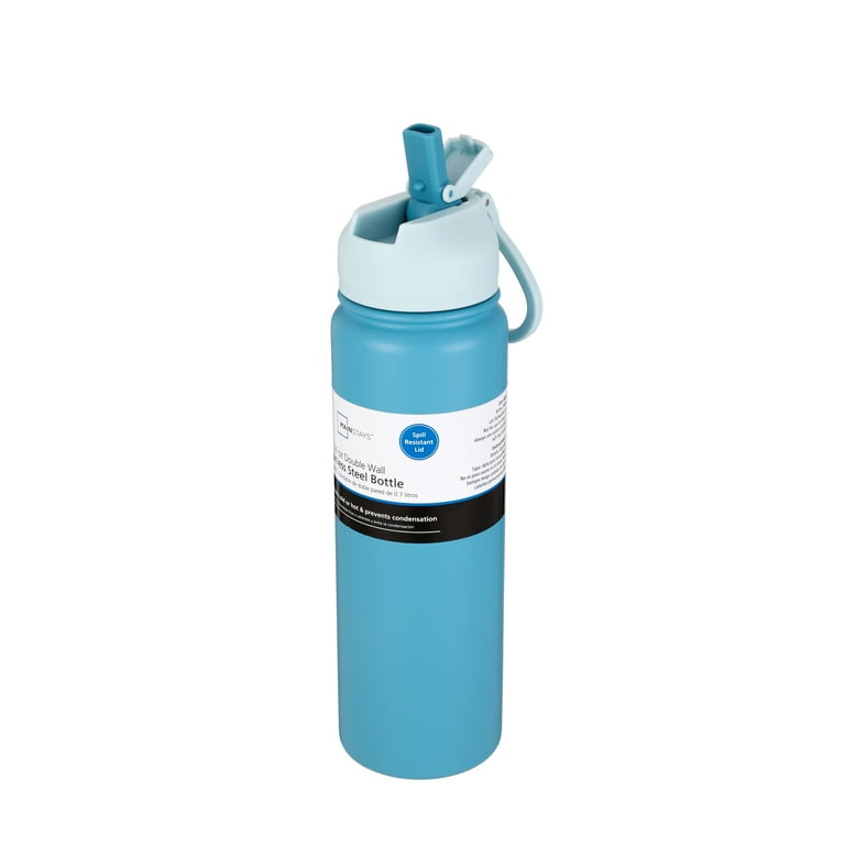 Mainstays 24 oz Blue Stainless Steel Double Wall Water Bottle with