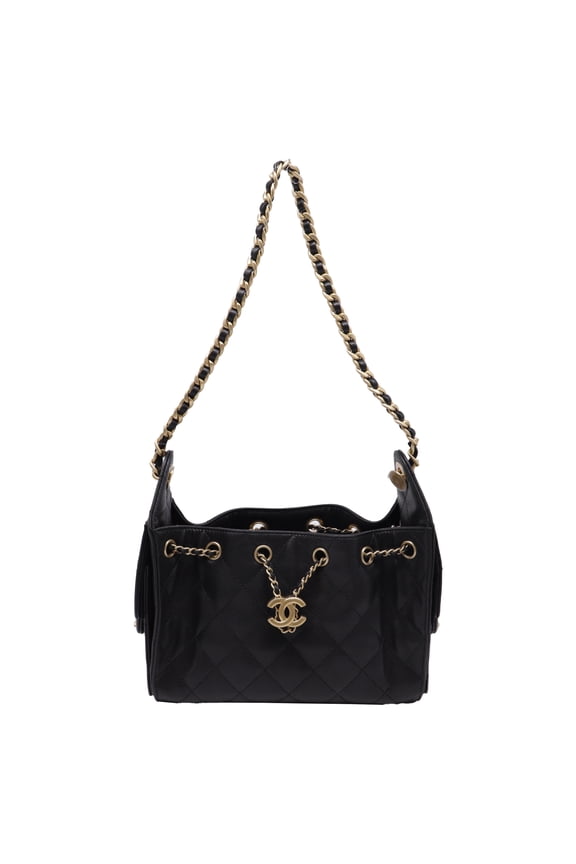 Pre-Owned Chanel Mini Chanel 25 Caviar Quilted Handbag in Black Leather