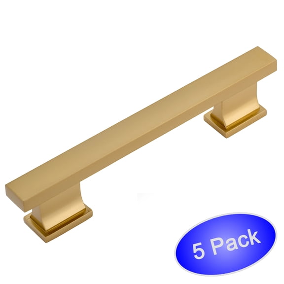 5 Pack - Cosmas 702-5GC Gold Champagne Contemporary Cabinet Hardware Handle Pull - 5" Inch (128mm) Hole Centers