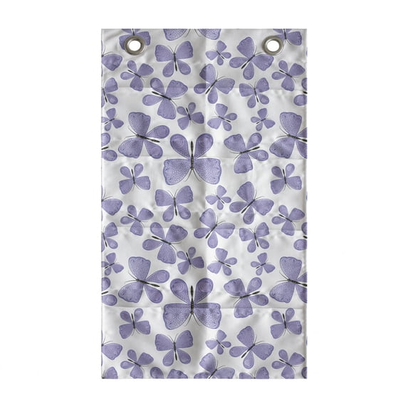 Butterfly Hanging Pocket Organizer, Continuous Pattern of Monotone Abstract Winged Delicate Insect, Printed Polyester Storage Bag with Pockets, 21" x 31", Lavender Blue Dark Grey